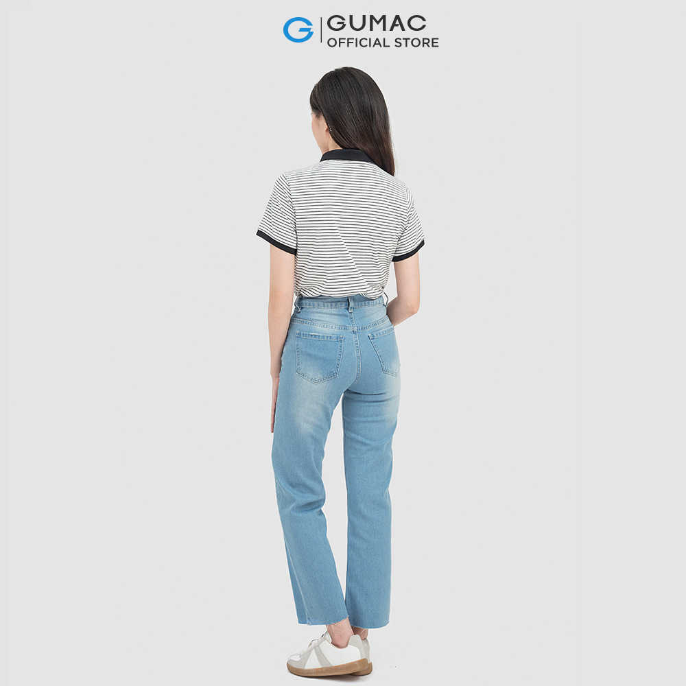 Quần jeans nữ GUMAC QJC07021 rách trẻ trung năng động