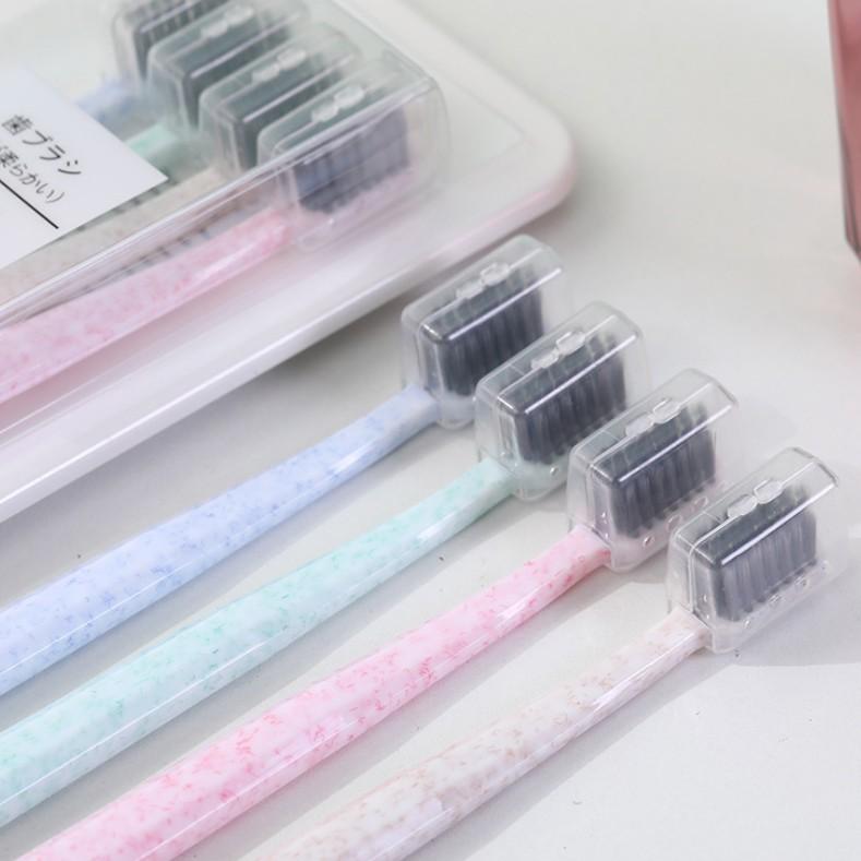 4 bàn chải đánh răng lông đen than hoạt tính ToothBrush Nhật Bản