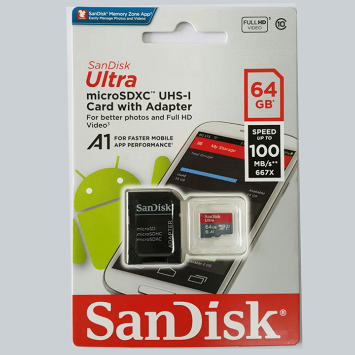 Thẻ nhớ MicroSD SanDisk Ultra Class10 A1 64GB 100Mb/s - Hàng chính hãng