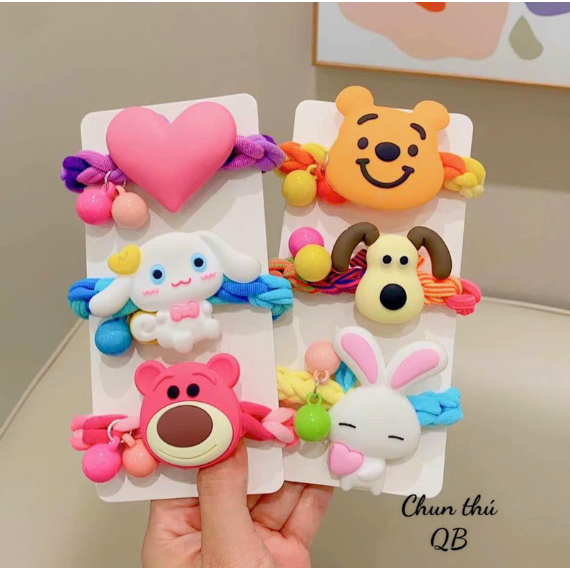 Dây Buộc Tóc Đuôi Ngựa Bằng Vải Bện Dày Nhiều Màu Sắc Hình Búp Bê Chú Chó Nhỏ Dễ Thương Không Làm Tổn Thương Đuôi Ngựa