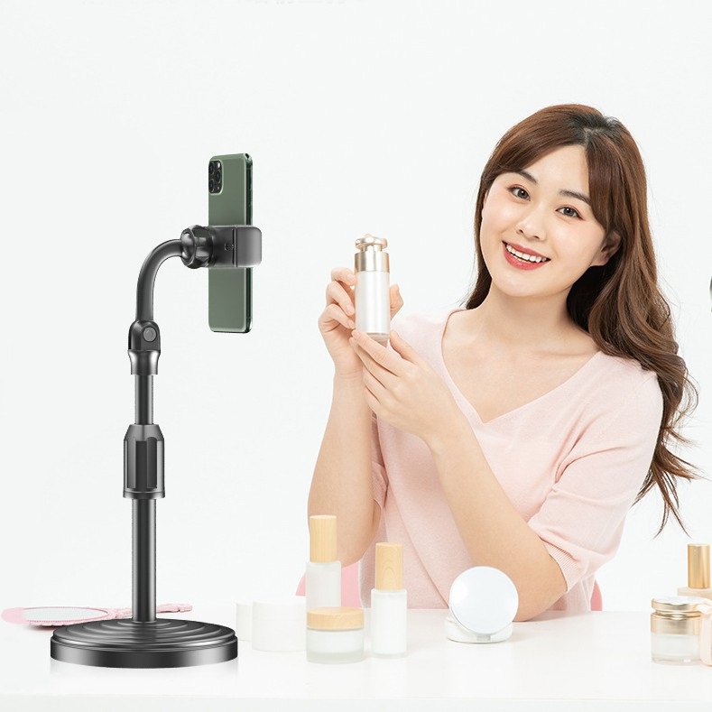 Giá đỡ điện thoại để bàn livestream, xem video ổn định, xoay 360 độ, quay phim, ghi hình tại nhà