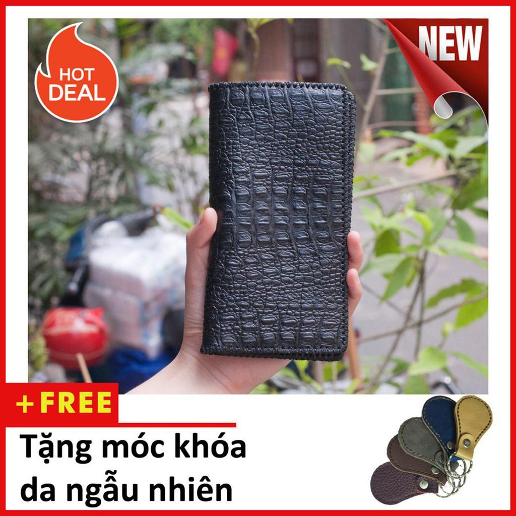 Ví da nam cầm tay vân cá sấu đen đẳng cấp - GV489