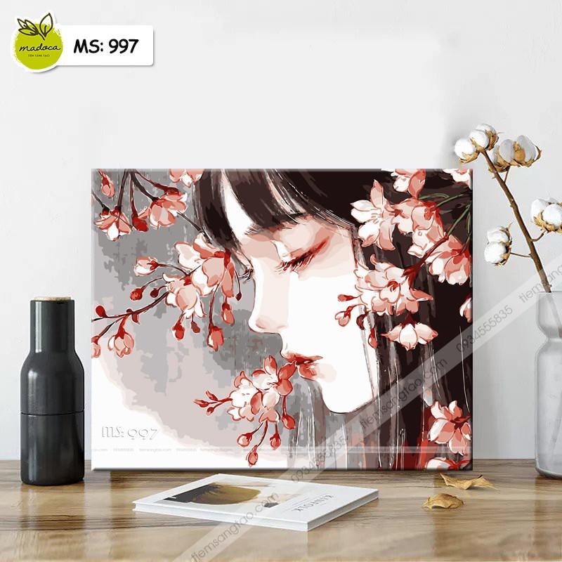 Tranh tô màu 40x50cm có khung mắt buồn T997