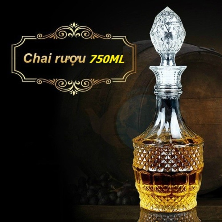 Bình thủy tinh dáng trụ tròn trong suốt dung tích 750ml