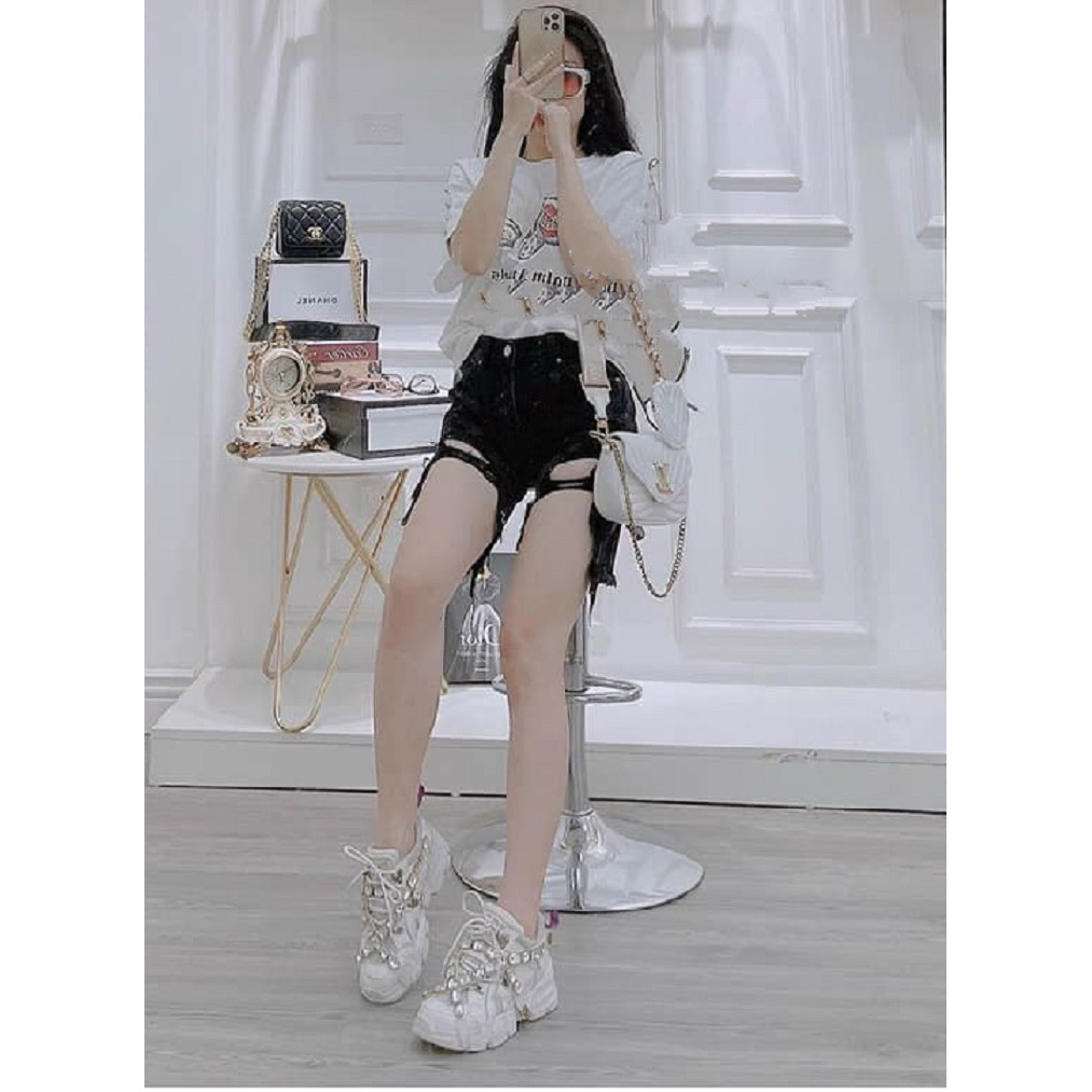 Quần short ngố jean nữ rách cao thời trang