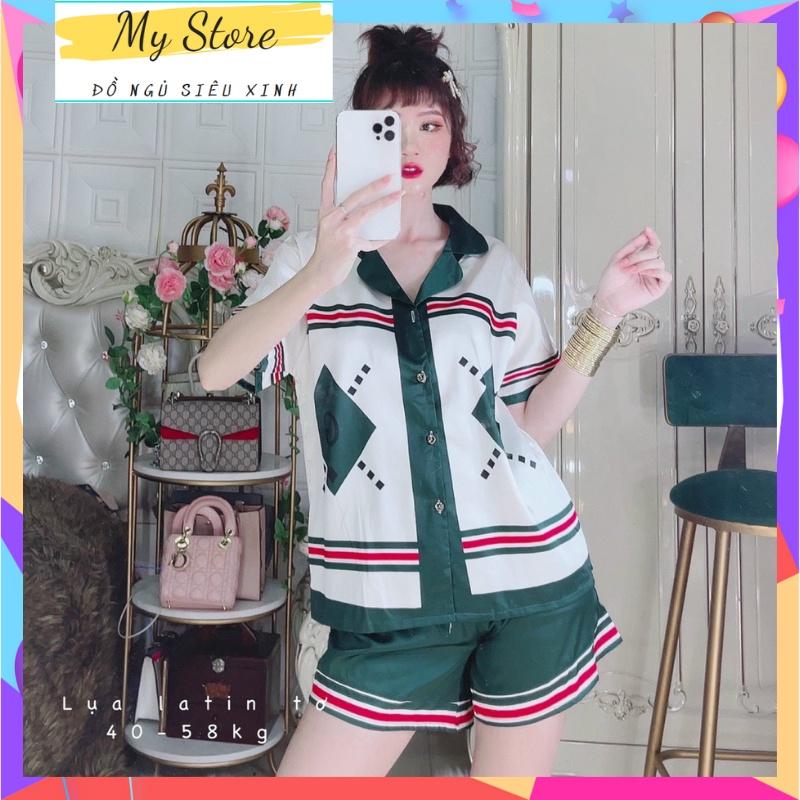 Đồ ngủ nữ Pijama tay ngắn quần đùi dễ thương vải lụa thiết kế freesize dưới 62kg MY STORE S04