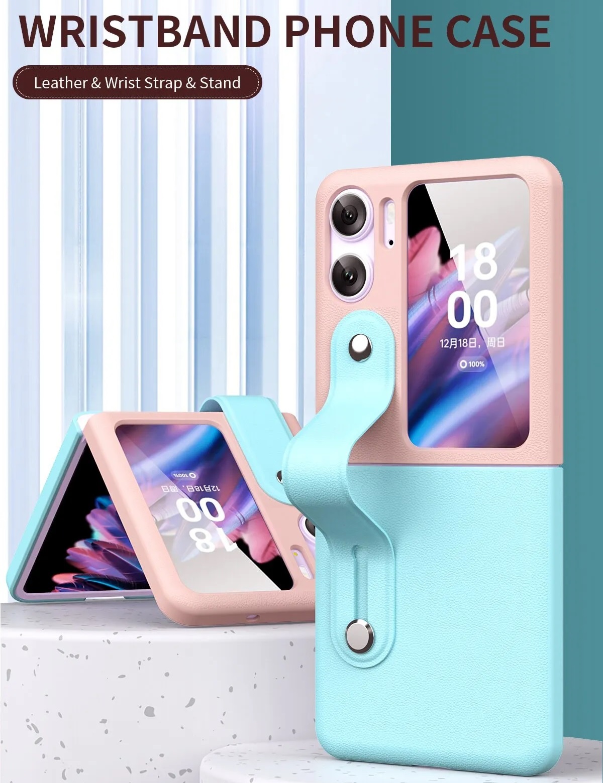 Ốp lưng đai đeo hand trap chống sốc cho Oppo Find N2 Flip hiệu HOTCASE Wristband Stand Phone Case - chất liệu cao cấp, thiết kế thời trang sang trọng có đai đeo tay an toàn - Hàng nhập khẩu