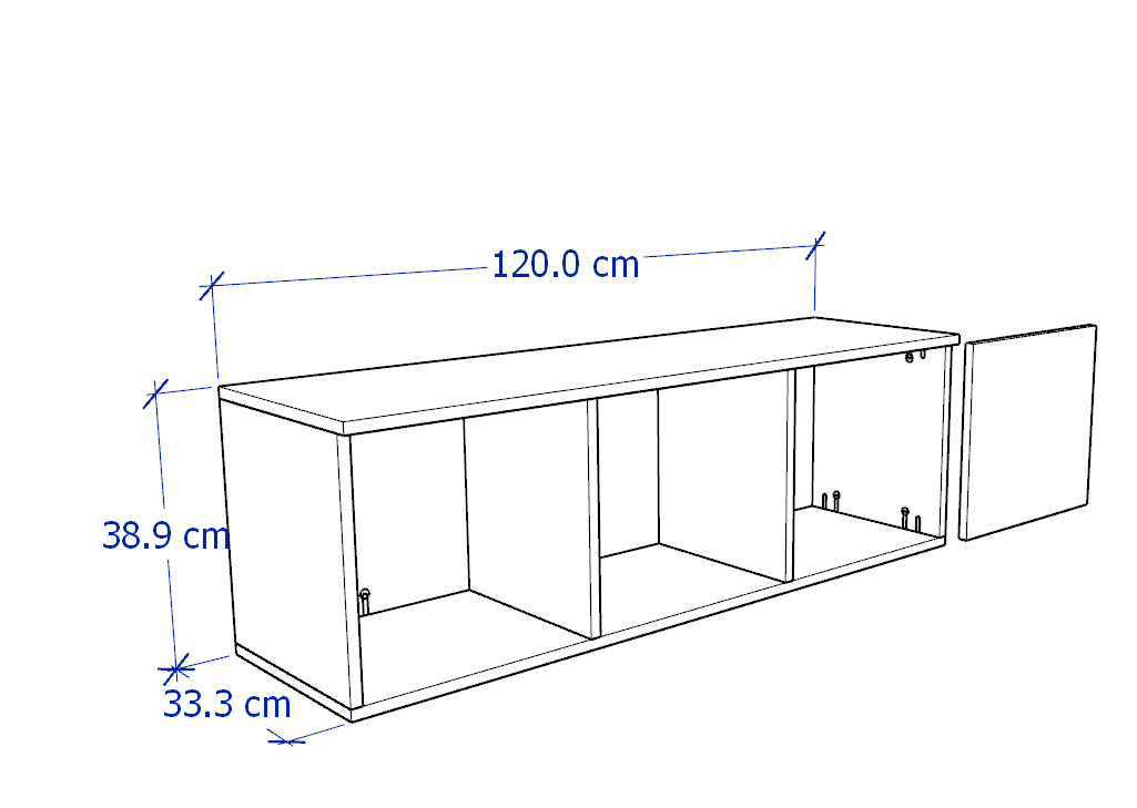 TINTO, Tủ đựng đồ 3 ngăn DRA_083, 120x35x40cm