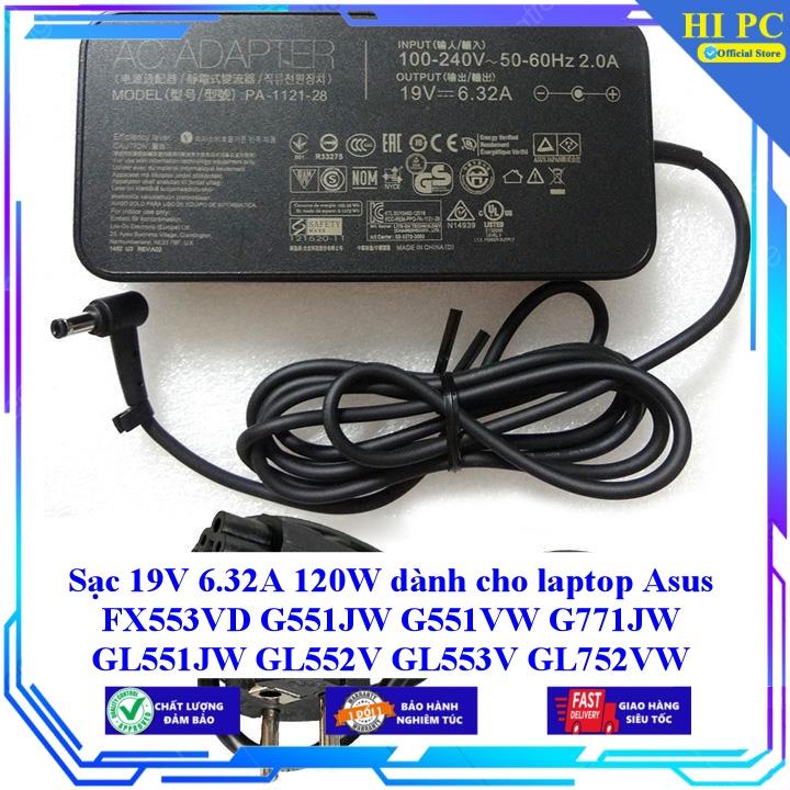 Sạc 19V 6.32A 120W dành cho laptop Asus FX553VD G551JW G551VW G771JW GL551JW GL552V GL553V GL752VW GL753VD K750JB N56J N - Kèm Dây nguồn - Hàng Nhập Khẩu