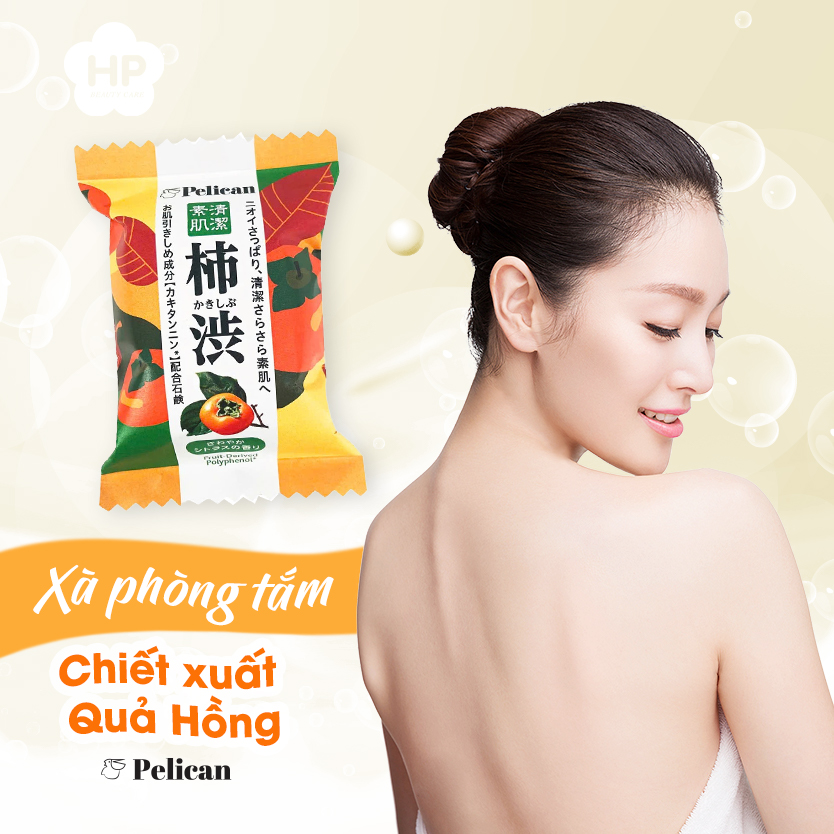 Xà Phòng Tắm Khử Mùi Cơ Thể Chiết Xuất Từ Quả Hồng Pelican Family Soap KSB (80G)