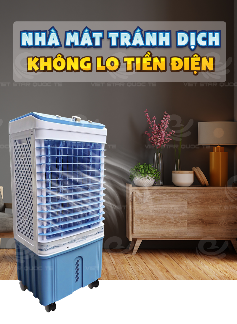 [ TẶNG KÈM 2 ĐÁ KHÔ ] Quạt Hơi Nước Việt Star Quốc Tế HS-280 Giúp Làm Mát Cực Nhanh, Nhỏ Gọn, Dung Tích 18L, Tiết Kiệm Điện - Hàng Chính Hãng