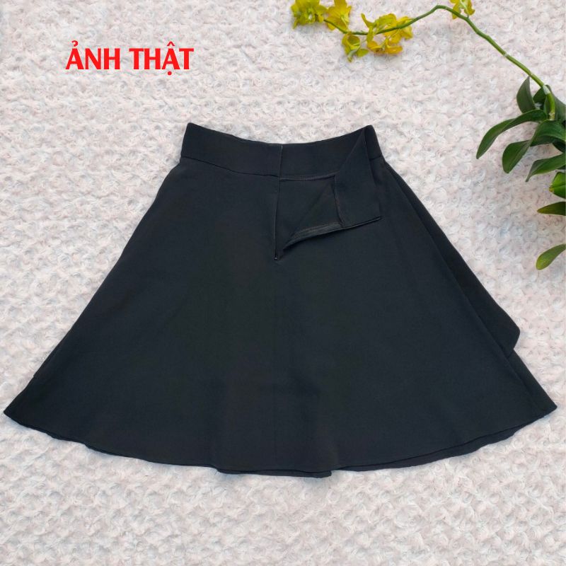 Chân Váy Công Sở  New Design Thiết Kế 2 Tầng Váy Xòe Tôn Dáng Midi Che Khuyết Điểm, Vải Tốt Màu Đen Co Giãn Mặc Mát