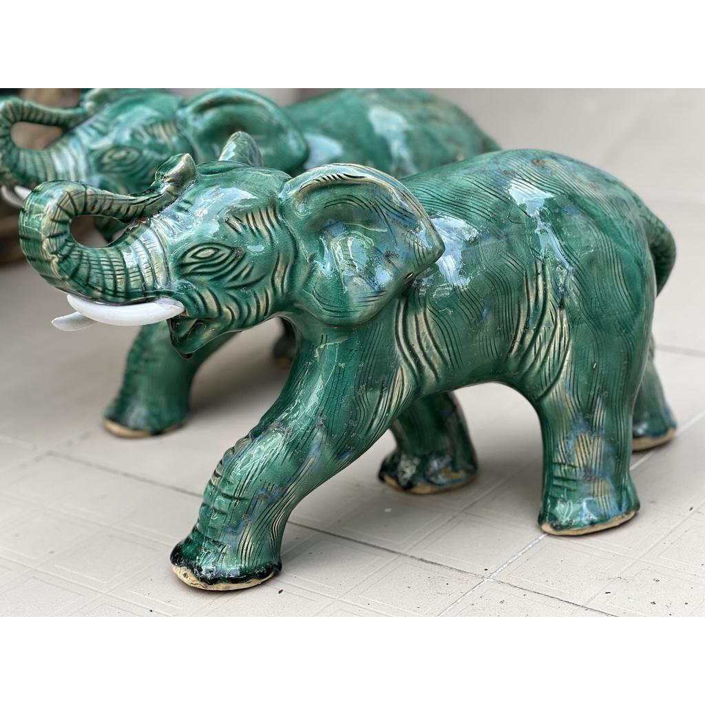 VOI BƯỚC ĐI GỐM SỨ TRANG TRÍ DECOR MÀU XANH