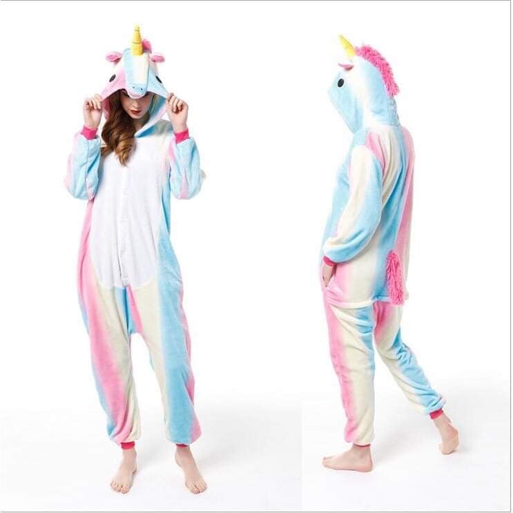 (Có sẵn, kèm dép) Combo Bộ đồ kỳ lân unicorn mix 5 màu kèm dép cho bé và người lớn