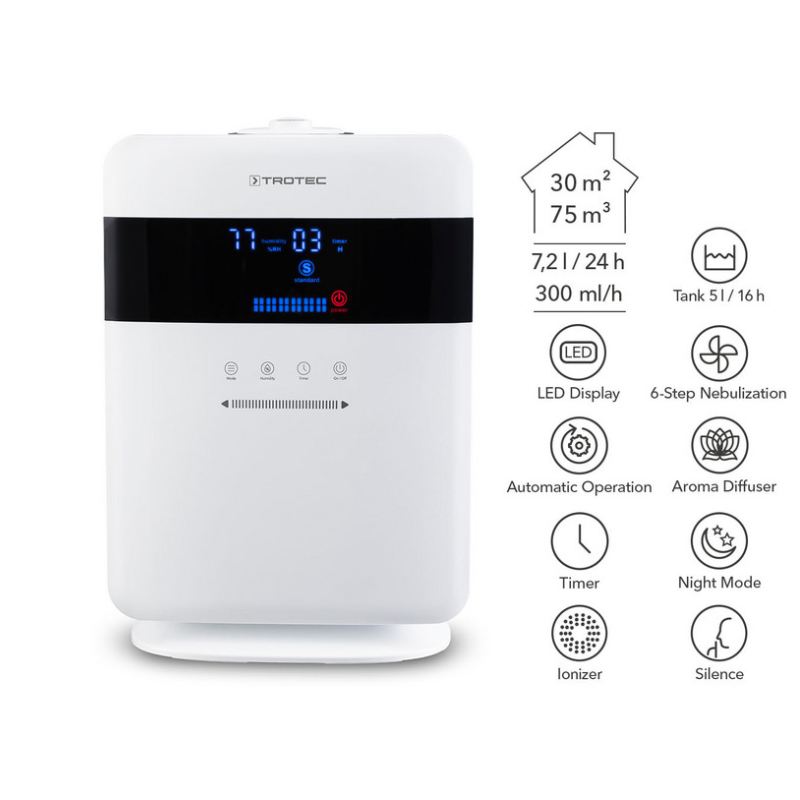Máy Tạo Ẩm Và Khuyếch Tán Tinh Dầu Trotec B6E, Máy Xông Tinh Dầu, Bổ Sung Ion, Máy Lọc Không Khí, Nhập Đức, BH 12 Tháng