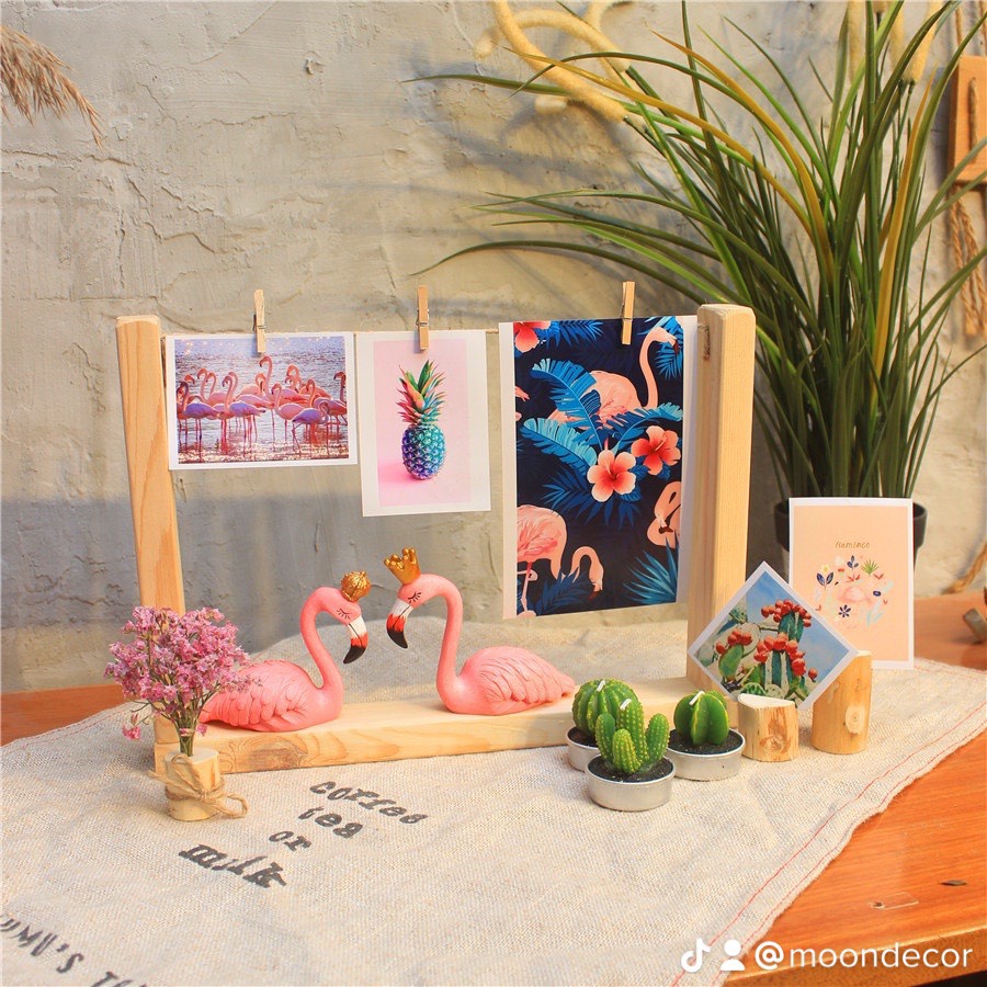 Khung gỗ treo tường để bàn vintage, gỗ thông tự nhiên