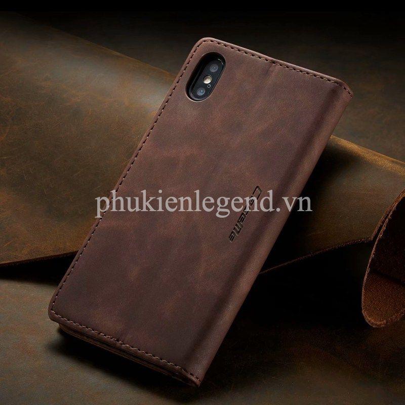 Bao da bò thật dạng ví chính hãng Caseme dành cho iPhone Xs Max