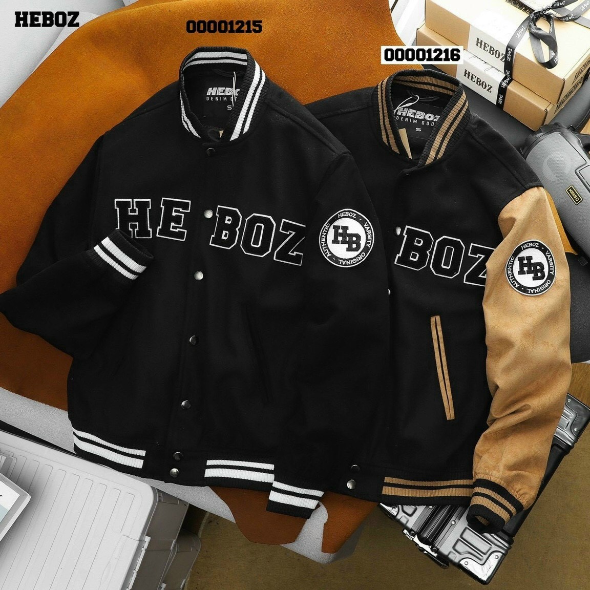 Áo khoác varsity club Heboz-BLACK, Áo khoác nam HEBOZ varsity club, jacket chất vải nhung da lộn dày dặn cao cấp , áo khoác nam, áo khoác nhung, áo khoác kaki