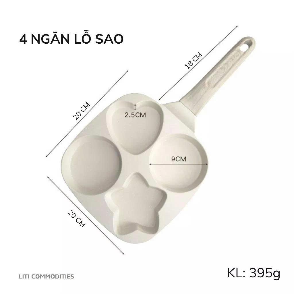 Chảo chiên rán trứng mini làm bánh 4 ngăn khuôn chảo hình sao và hình tròn
