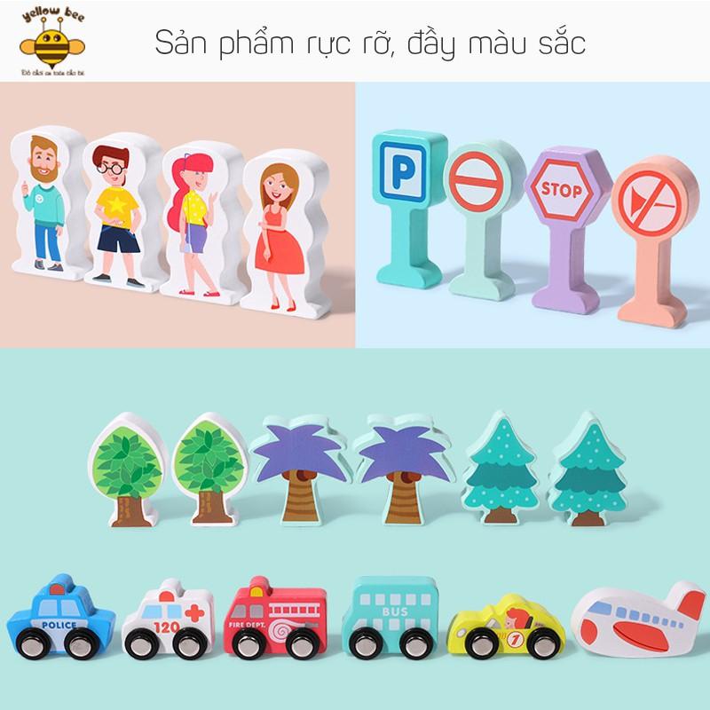 Đồ chơi Mô hình thành phố bằng gỗ có đế + xô