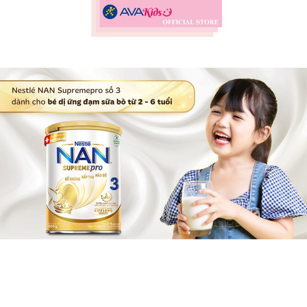 Sữa bột NAN Supremepro số 3 800g (2 - 6 tuổi) dành cho trẻ dị ứng đạm sữa bò