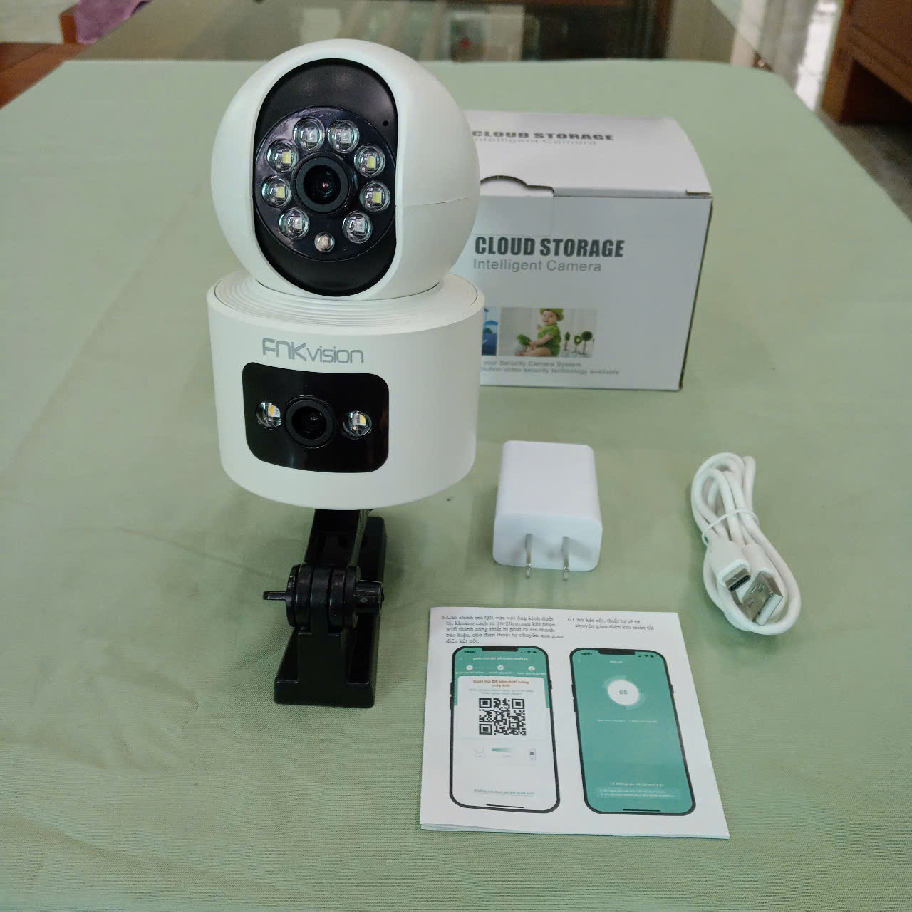 Bộ Camera Wifi IP 2 Mắt 8MpX Siêu Nét: Xem 2 Khung Hình, Xoay 360, Đàm Thoại &amp; Báo Động