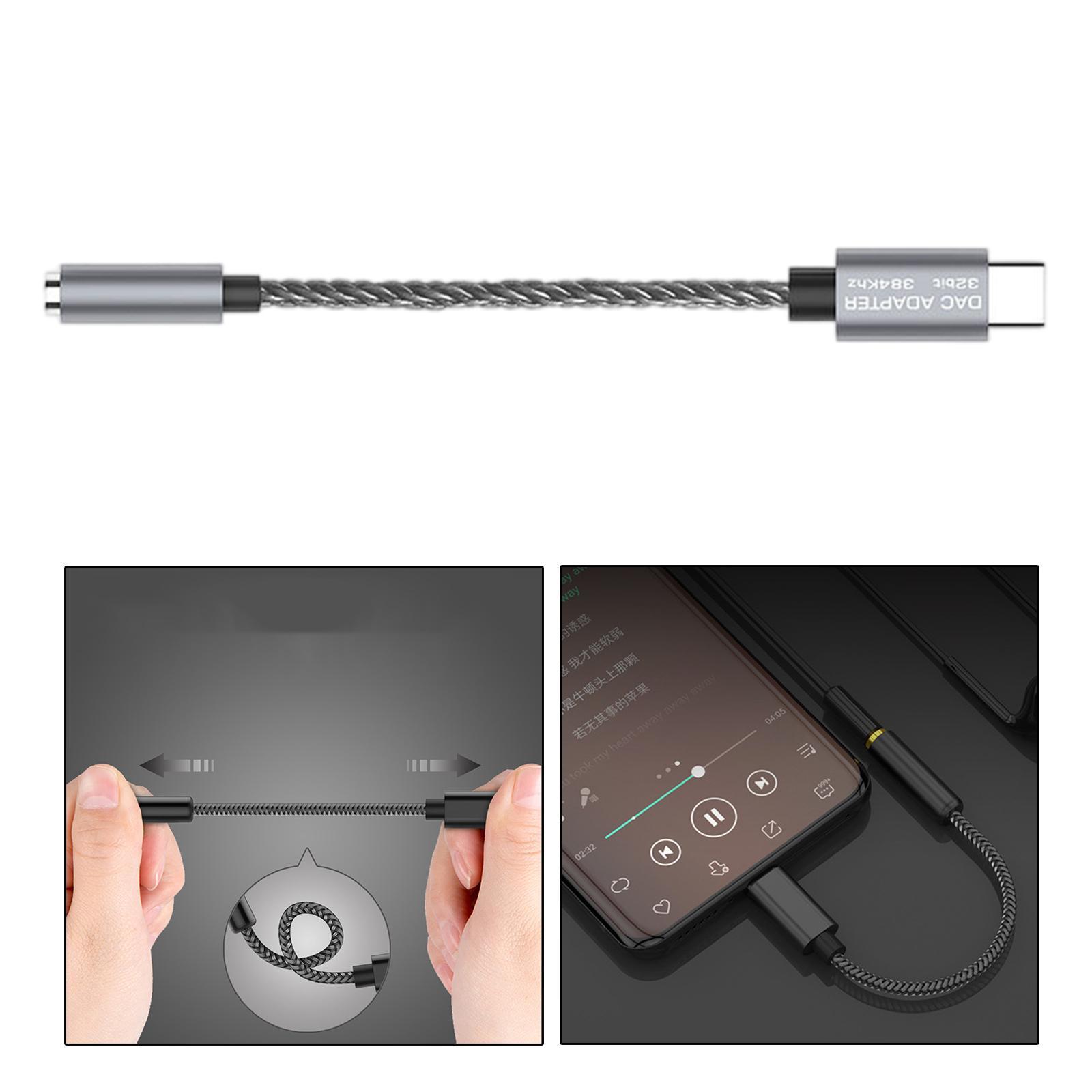 USB C to 3.5mm USB C to Mic Jack External Audio Adapter Grey