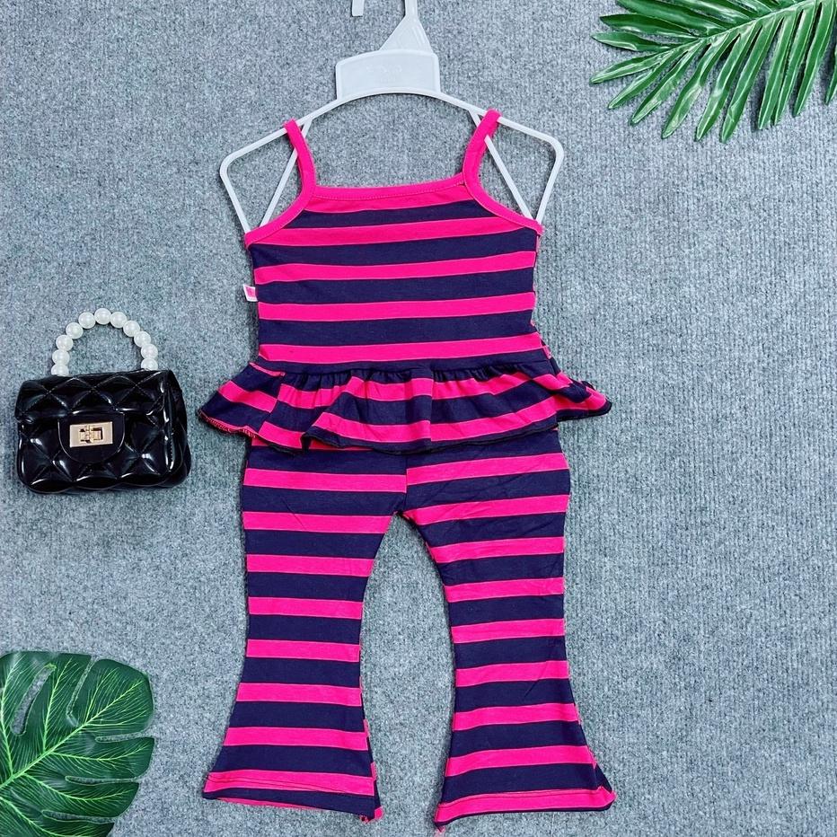 Bộ Quần Áo Bé Gái Áo Dây Vạt Bèo Quần Ống Loe Hàng Thiết Kế Nhã Uyên Kids Mã BK049