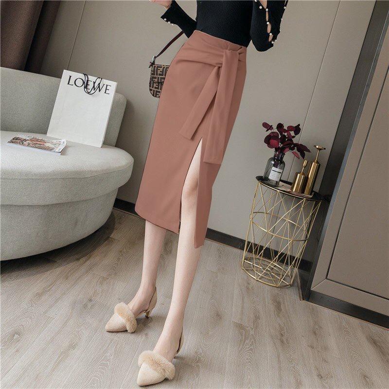 Chân váy xẻ tà cột nơ cao cấp