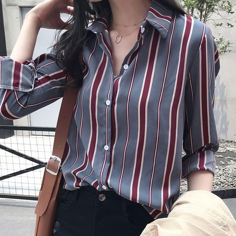 Áo sơ mi kẻ sọc dáng rộng vintage