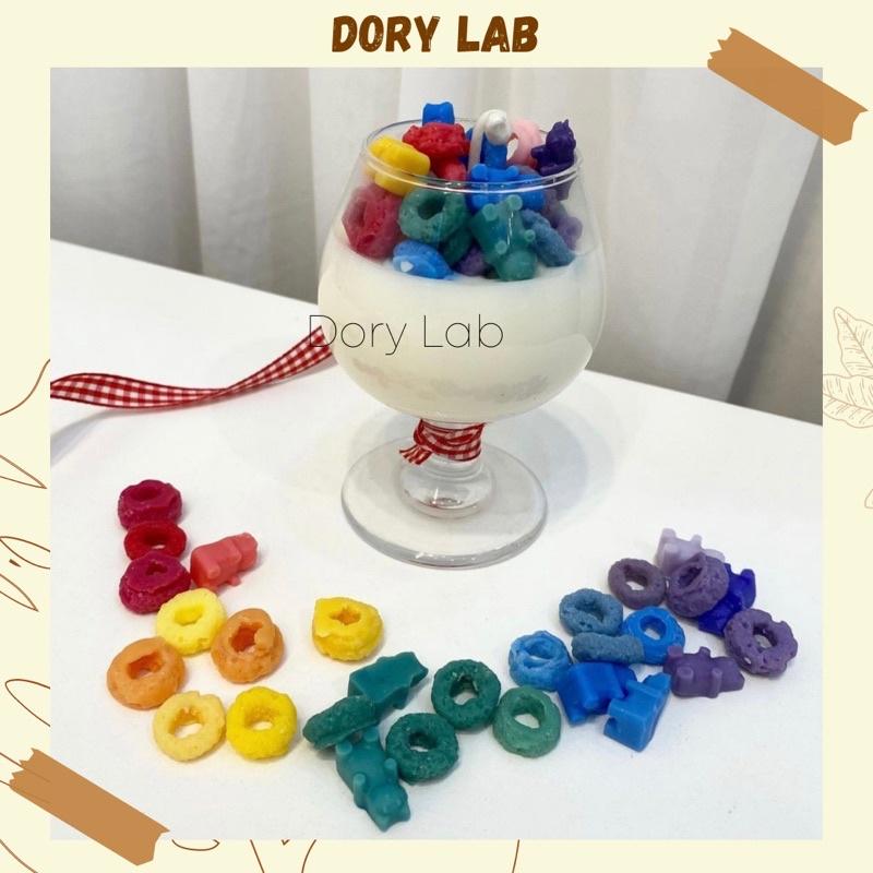 Nến Thơm Handmade Ly Kem Tròn Kẹo Vòng Ngũ Sắc - Dory Lab