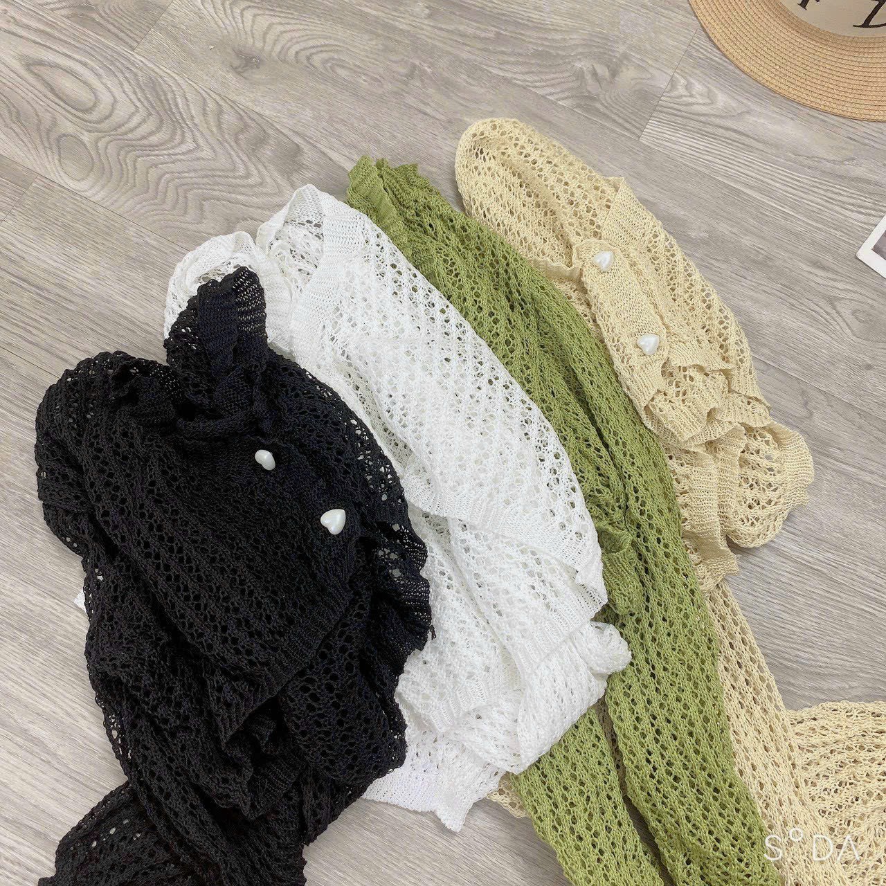 Áo Khoác Len Cardigan Dáng Croptop Mỏng 2 Cúc Dáng Hàn Quốc