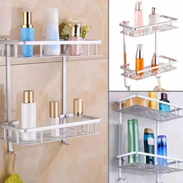 Kệ nhôm chữ nhật 2 tầng khoan hoặc dán keo