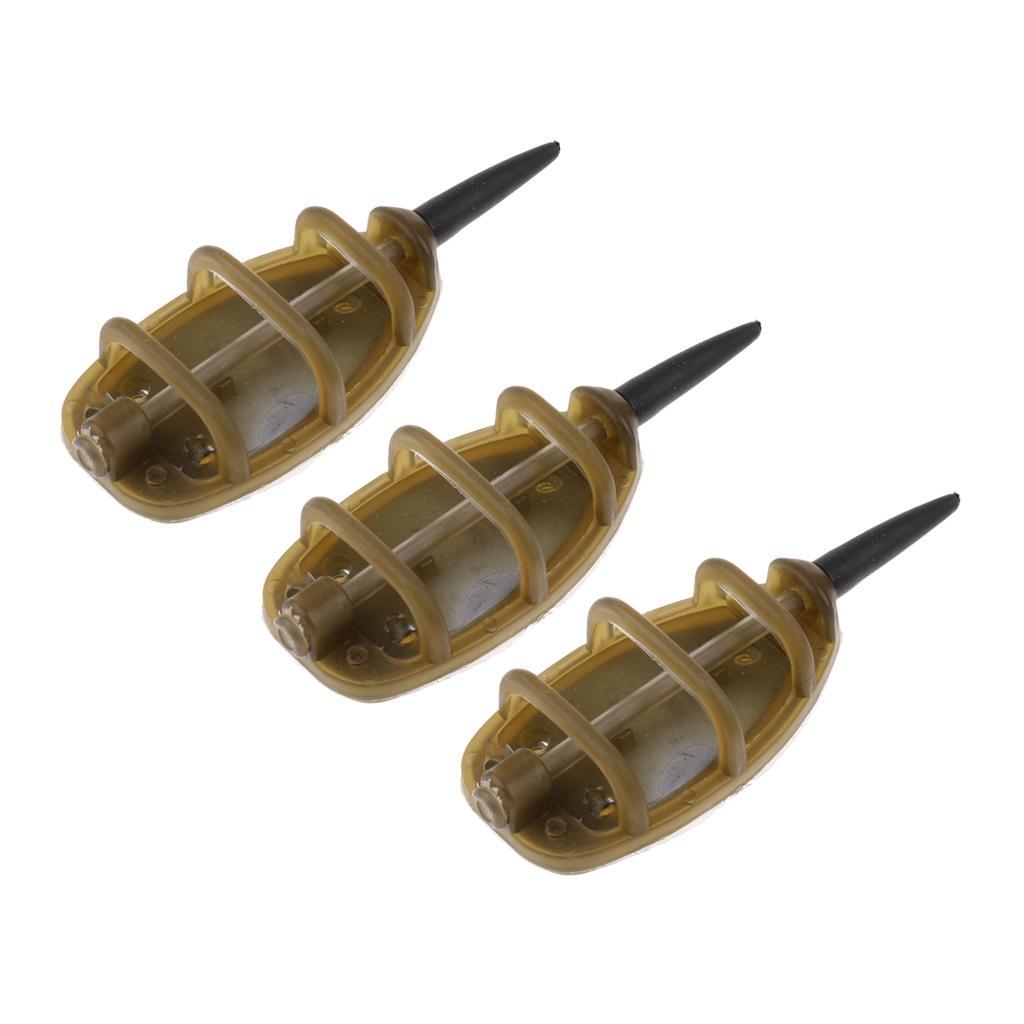 3Pcs Inline Method Feeder Set Carp Fishing Tackle Bait Cage with Lead Sinker