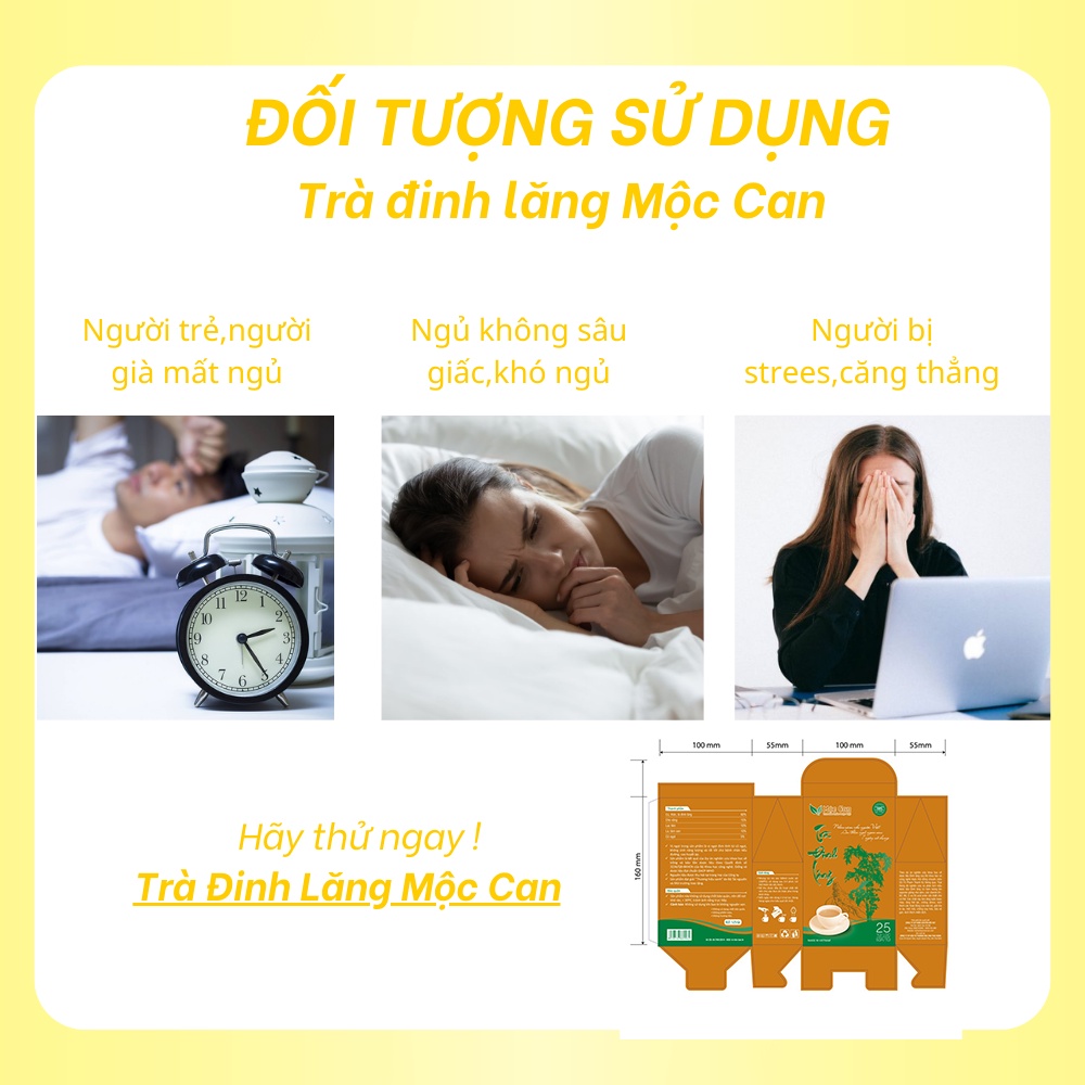 Combo 6 hộp Trà đinh lăng an thần ngủ ngon Mộc Can cải thiện tình trạng mất ngủ,khó ngủ ,ngủ không sâu giấc gói 25 túi lọc