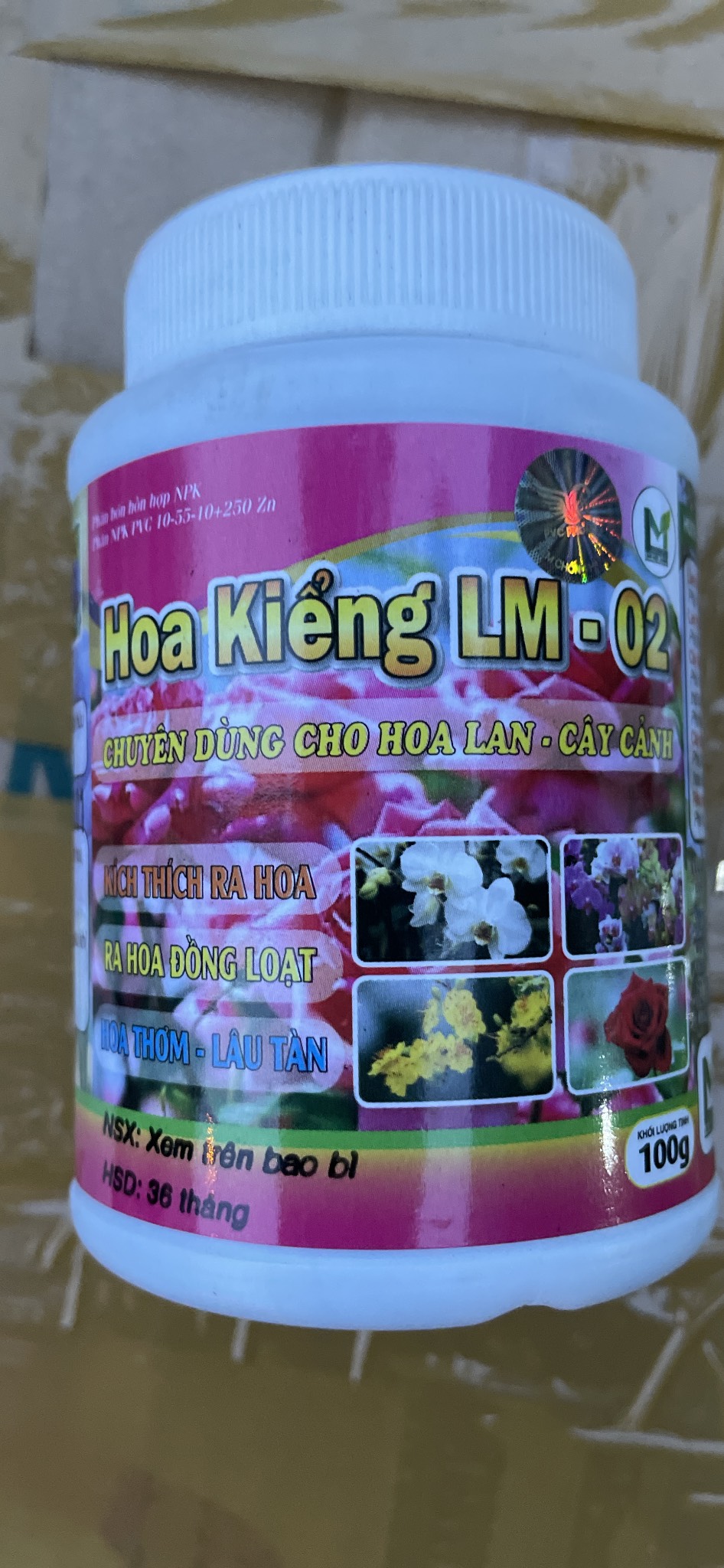 Phân bón kích hoa cho Hoa lan hoa kiểng 10-55-10 TE LM lọ 100gr