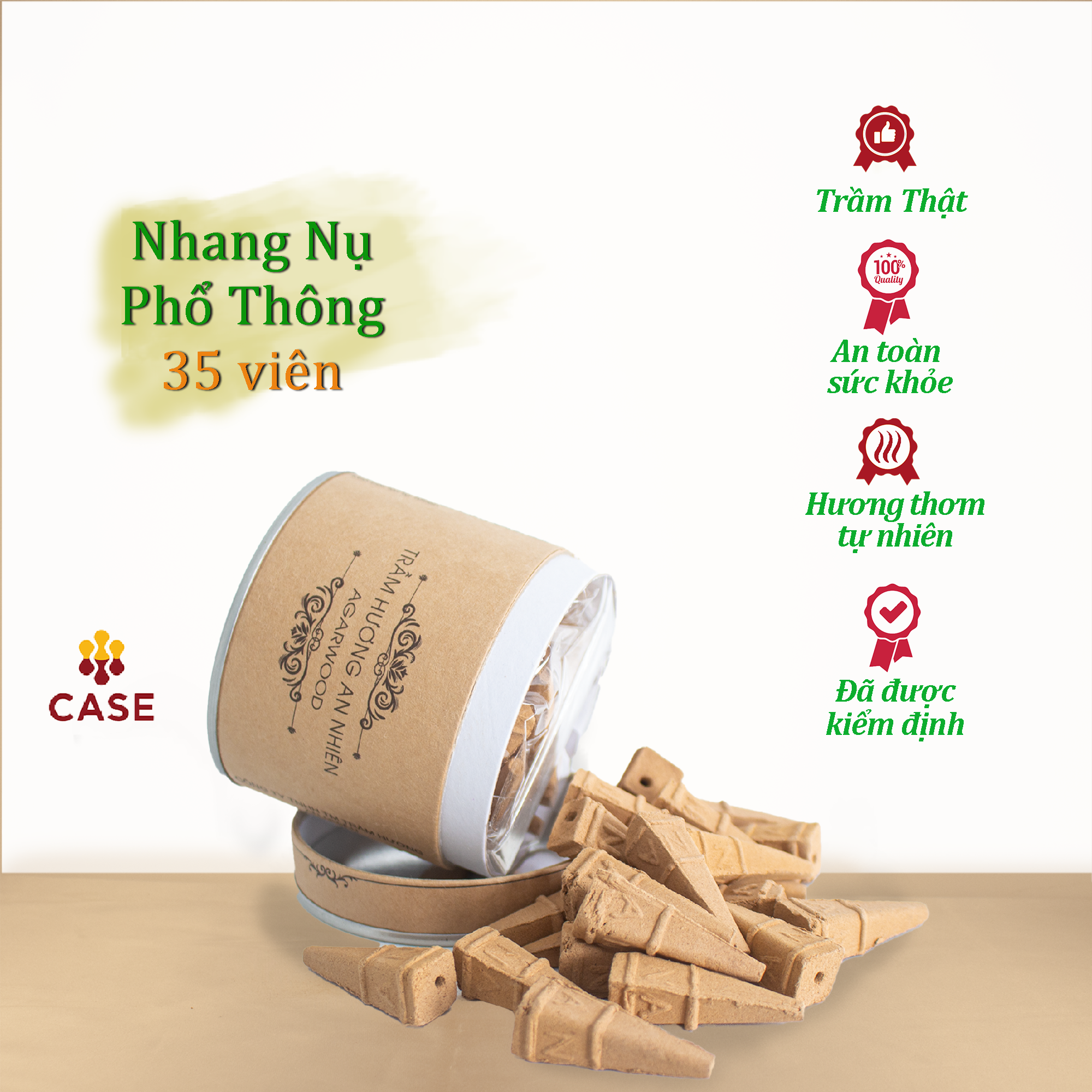 Nụ Trầm Hương An Nhiên Phổ Thông, Nhang Trầm Hương Nụ Xông Nhà, Thưởng Trầm, Thư Giãn NPT- 35 Viên