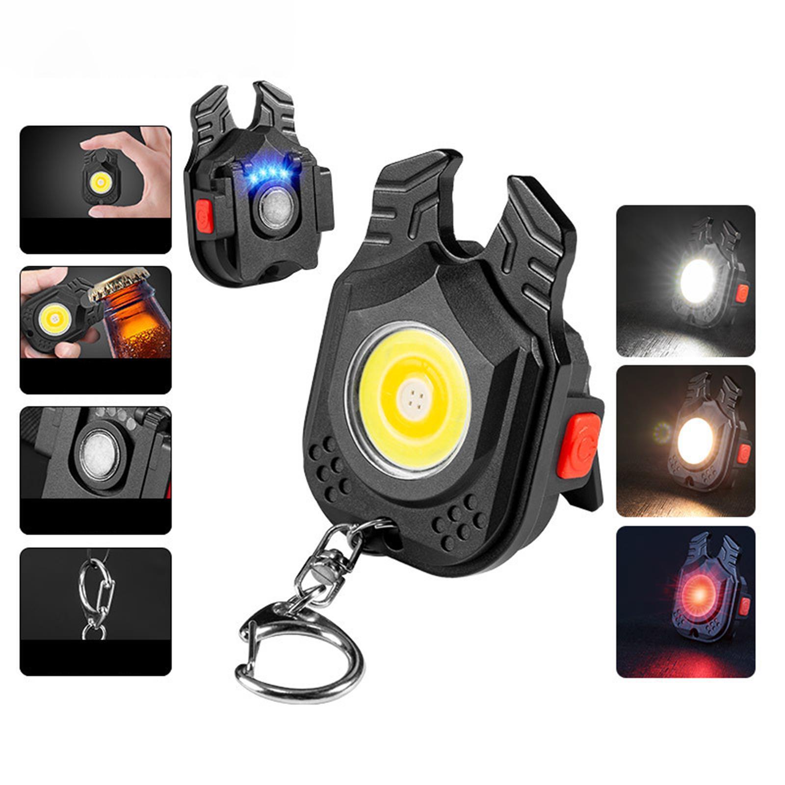 Portable LED Flashlight Keychain Rechargeable COB Bottle Opener Folded for Kids Hiking