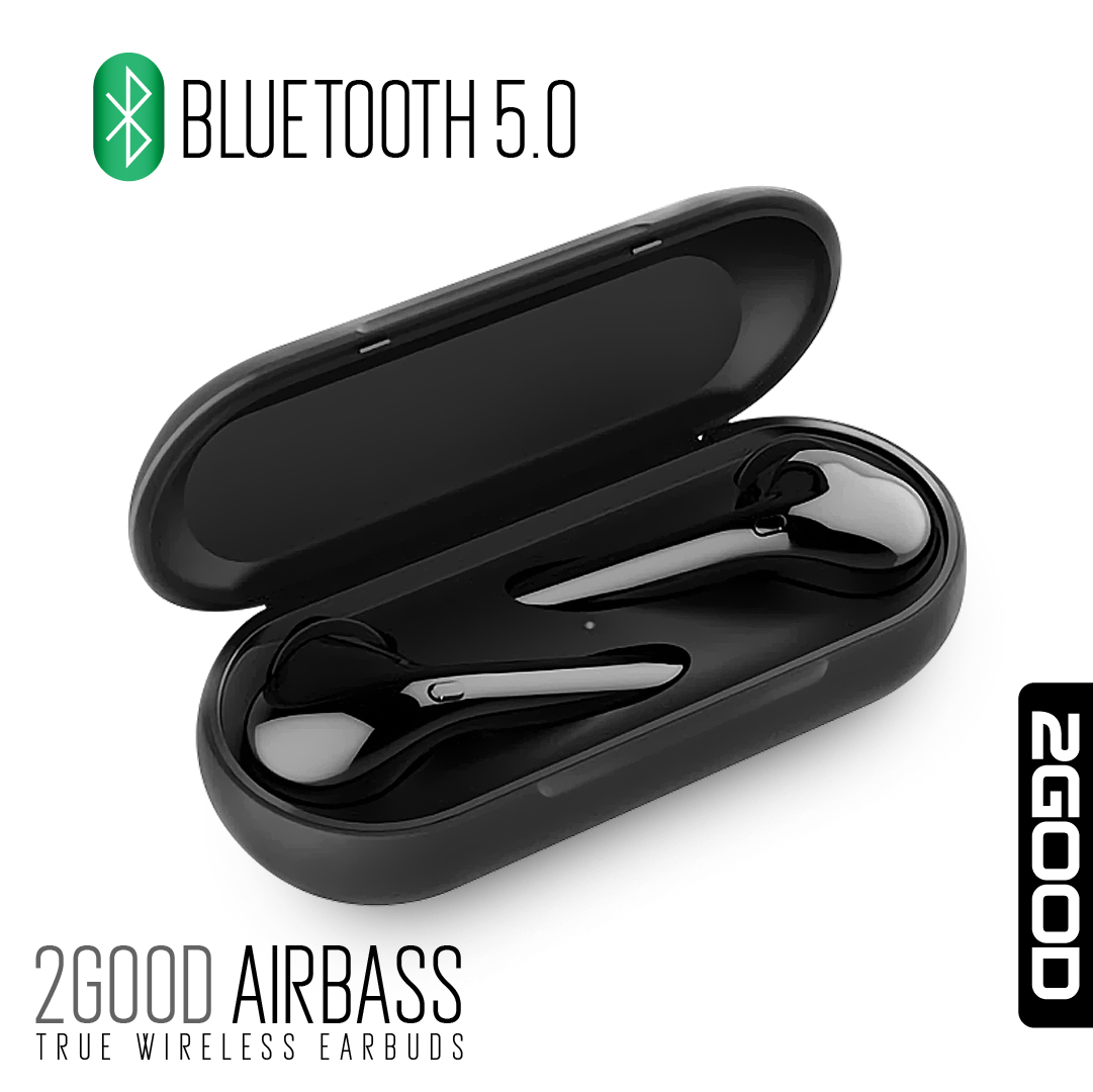 Tai Nghe Bluetooth 2GOOD Airbass 2019 (Cảm ứng thông minh, Pin trâu, EXTRA BASS , Kháng Nước Tiêu Chuẩn IPX5 , Tự động kết nối ) - Hàng Chính Hãng