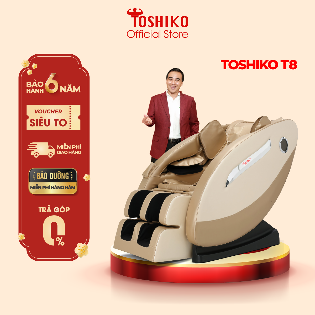 Ghế Massage Toàn Thân con lăn 4D di chuyển Đa Năng Cao Cấp Toshiko T86 Pro, đạt chuẩn ISO massage sâu tại các vùng chuyên biệt, Máy Massage Toàn Thân Đa Năng chức năng dò tìm huyệt đạo