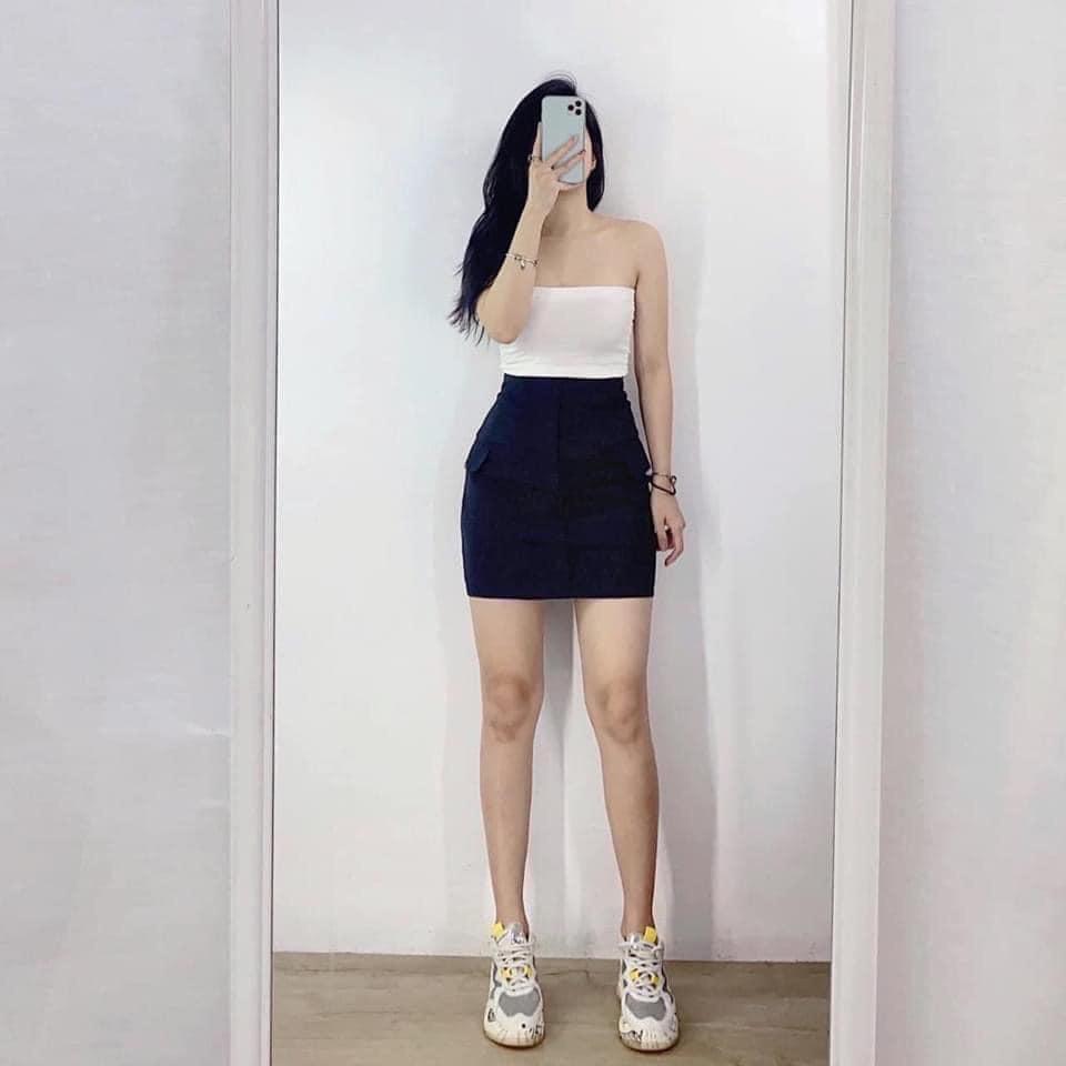 CHÂN VÁY CẠP CAO TÚI SƯỜN CHẤT TUYẾT MƯA THỜI TRANG BANAMO FASHION 5328