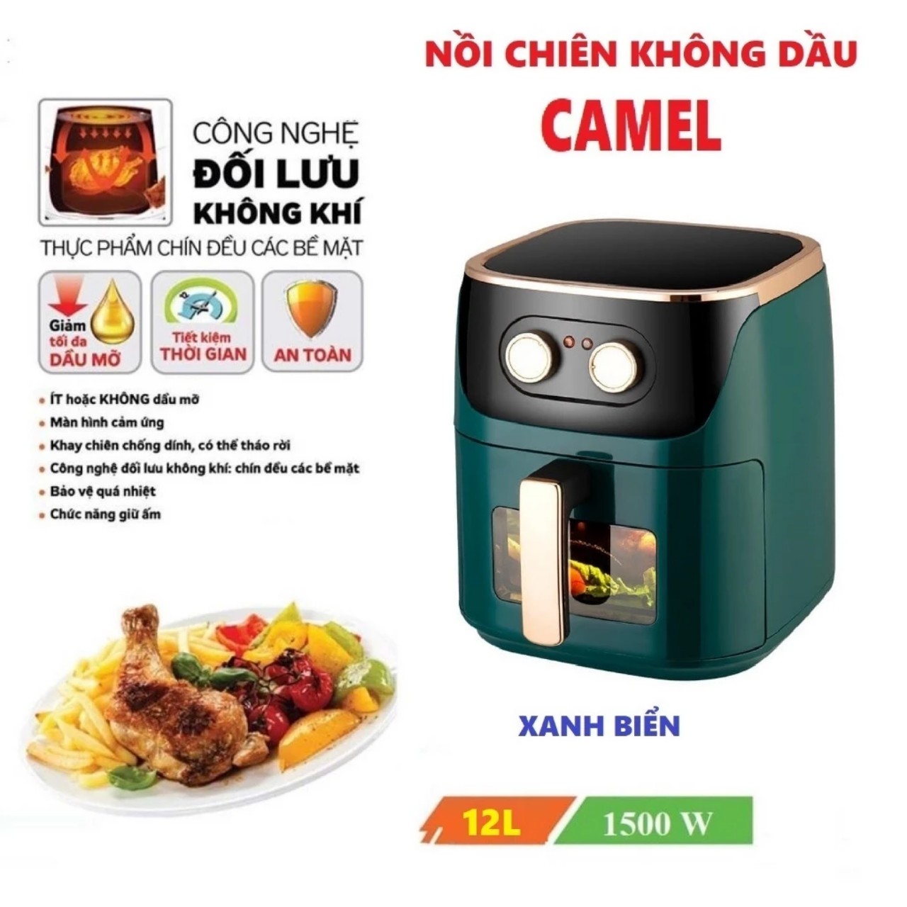 Nồi chiên không dầu, lò chiên không dầu Camel 12 lít/ 10 lít/ 7 lít dung tích lớn Vân Phương Shop - Hàng Chính Hãng