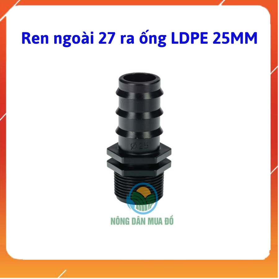 Nối ren ngoài 27mm ra ống pe 25mm- Combo 20