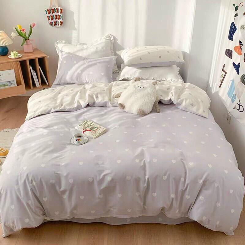 Bộ cotton poly tim 2 mặt 4 món hàng nhập