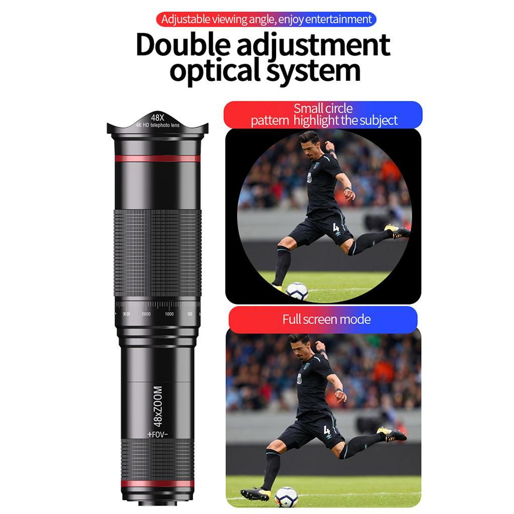 48X Optical Zoom Telescope Telephoto Lens Clip on for Mobile Cell Phone Camera