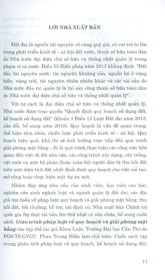 Giáo Trình Pháp Luật Về Quy Hoạch Và Giải Phóng Mặt Bằng