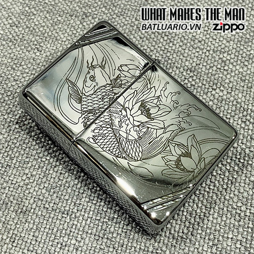 Bật Lửa Zippo 260 Khắc Cá Chép Hóa Rồng – Zippo 260.Cachephr
