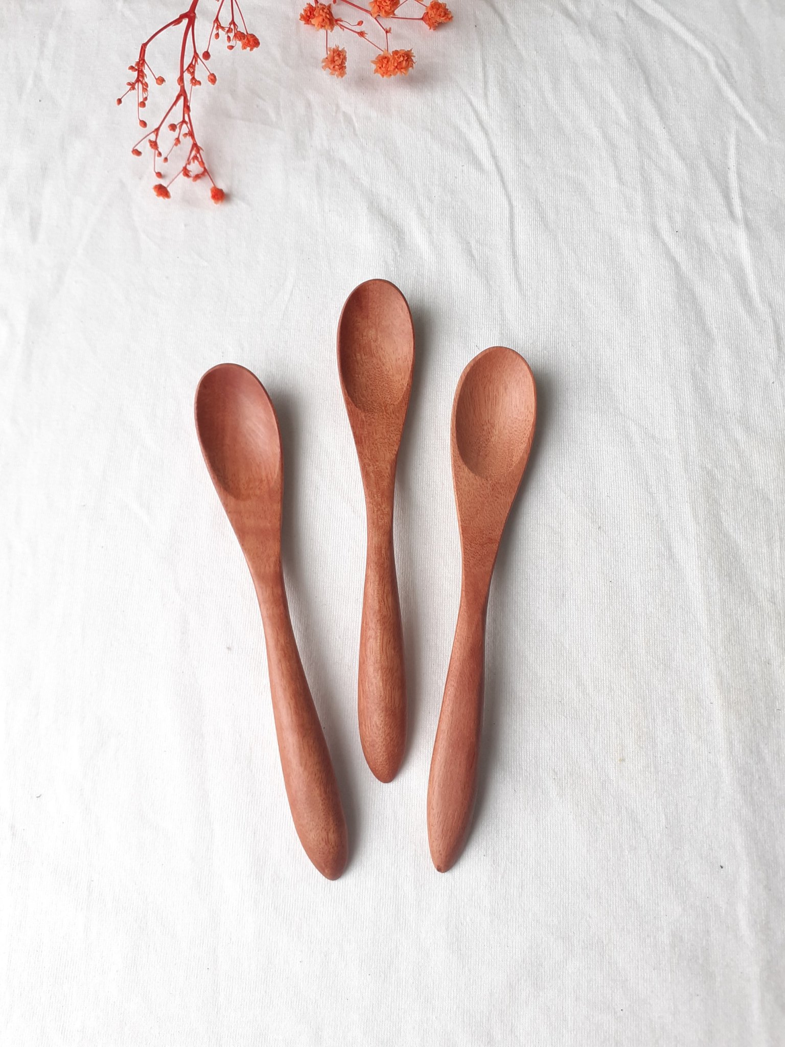 Bộ 6 thìa, muỗng gỗ nhãn nhỏ màu nâu 12 cm x 2 cm