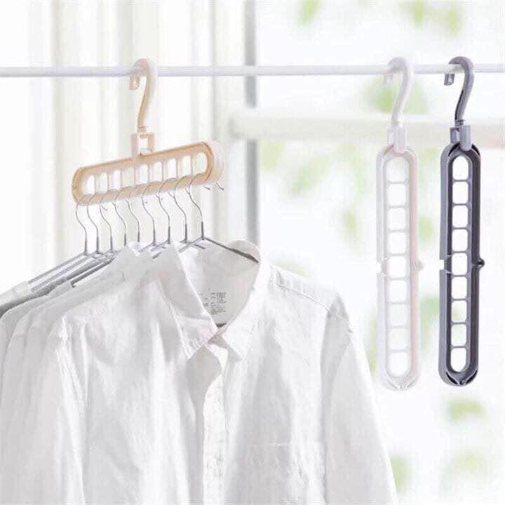 Móc treo đồ, móc treo quần áo 9 lỗ tiện dụng, đa năng giúp tiết kiệm tối đa diện tích tủ, dây phơi
