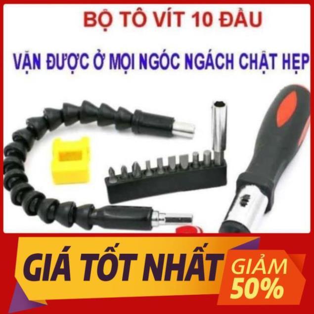 Bộ tô vít 10 đầu kèm thanh chuyển hướng tô vít